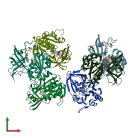 PDB entry 7tsw coloured by chain, front view.