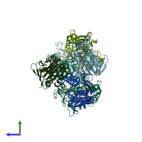 PDB entry 7tsw coloured by chain, side view.