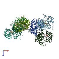 PDB entry 7tsw coloured by chain, top view.