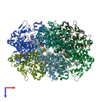 PDB entry 7tu8 coloured by chain, top view.