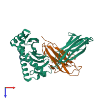 PDB entry 7tuc coloured by chain, top view.