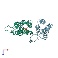 PDB entry 7tuq coloured by chain, top view.