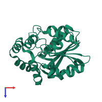 PDB entry 7tvw coloured by chain, top view.