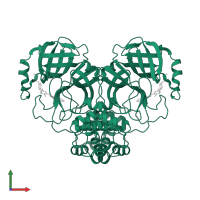 3C-like proteinase nsp5 in PDB entry 7tvx, assembly 1, front view.