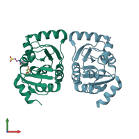 PDB entry 7two coloured by chain, front view.