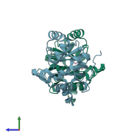 PDB entry 7two coloured by chain, side view.