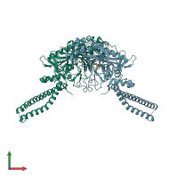PDB entry 7tzb coloured by chain, front view.