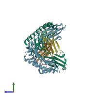 PDB entry 7u21 coloured by chain, side view.