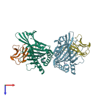 PDB entry 7u21 coloured by chain, top view.