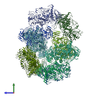 PDB entry 7u39 coloured by chain, side view.