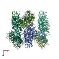 PDB entry 7u39 coloured by chain, top view.