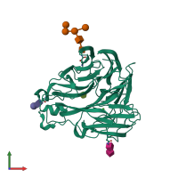 PDB entry 7u4g coloured by chain, front view.