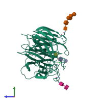 PDB entry 7u4g coloured by chain, side view.