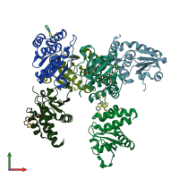 PDB entry 7u4o coloured by chain, front view.