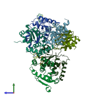 PDB entry 7u4o coloured by chain, side view.