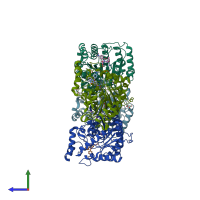 PDB entry 7u8z coloured by chain, side view.