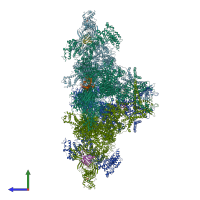 PDB entry 7u9x coloured by chain, side view.