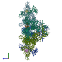 PDB entry 7u9x coloured by chain, side view.