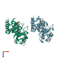 PDB entry 7ub8 coloured by chain, top view.