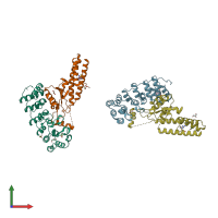 PDB entry 7ubz coloured by chain, front view.