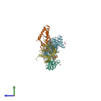 PDB entry 7ubz coloured by chain, side view.