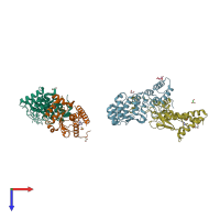 PDB entry 7ubz coloured by chain, top view.