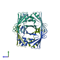 PDB entry 7ud3 coloured by chain, side view.
