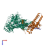 PDB entry 7udc coloured by chain, top view.