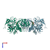 PDB 7ude coloured by chain and viewed from the top.