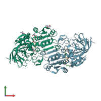 PDB entry 7udr coloured by chain, front view.