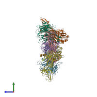 PDB entry 7ue0 coloured by chain, side view.