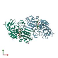 PDB entry 7uef coloured by chain, front view.