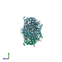 PDB entry 7uef coloured by chain, side view.