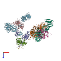 PDB entry 7uhy coloured by chain, top view.