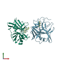 PDB entry 7ujg coloured by chain, front view.