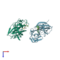 PDB entry 7ujg coloured by chain, top view.