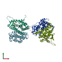 PDB entry 7ujy coloured by chain, front view.