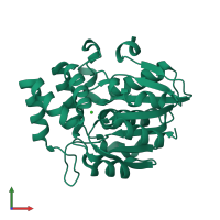 PDB entry 7ukb coloured by chain, front view.