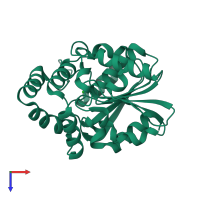 PDB entry 7ukb coloured by chain, top view.