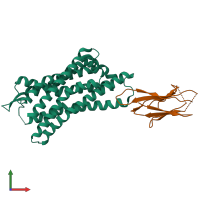 PDB entry 7ul5 coloured by chain, front view.