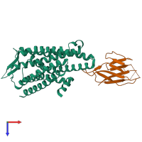 PDB entry 7ul5 coloured by chain, top view.