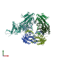 PDB entry 7ulh coloured by chain, front view.