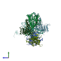 PDB entry 7ulh coloured by chain, side view.