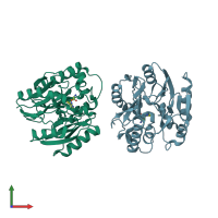 PDB entry 7ulu coloured by chain, front view.