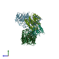 PDB entry 7ulv coloured by chain, side view.