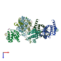 PDB entry 7umu coloured by chain, top view.