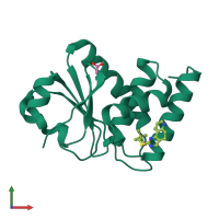 PDB entry 7umv coloured by chain, front view.
