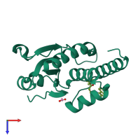 PDB entry 7umv coloured by chain, top view.