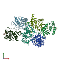 PDB entry 7un4 coloured by chain, front view.