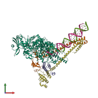 PDB entry 7uo4 coloured by chain, front view.